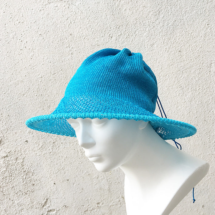 BLAUW | Turquoise Zomer Hoed/ Zonneklep breisel met netstructuur